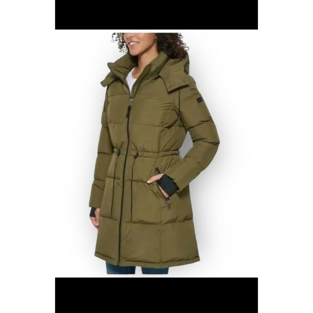 DKNY Ladies' Puffer long Jacket coat color green size XXL